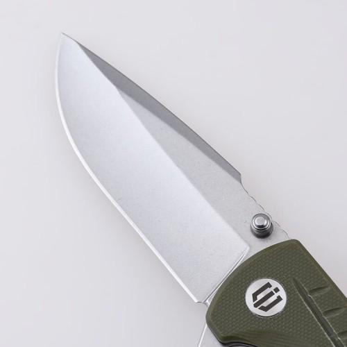 Shieldon Ichthyolite EDC Pocket Knife, 3.2" Stonewashed D2 Blade Olive G10 Handle Liner Lock Folding Knife with Clip, Qualified as Outdoor Hunting Knife