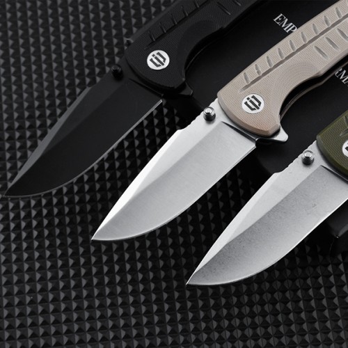 Shieldon Ichthyolite EDC Pocket Knife, 3.2" Blackened D2 Blade Black G10 Handle Liner Lock Folding Knife with Clip, Qualified as Outdoor Hunting Knife