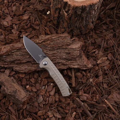 Shieldon Relicanth EDC Pocket Knife, 3.2" Gray Titanium Coating D2 Blade Gray G10 Handle Liner Lock Folding Knife with Clip, Qualified as Outdoor Hunting Knife