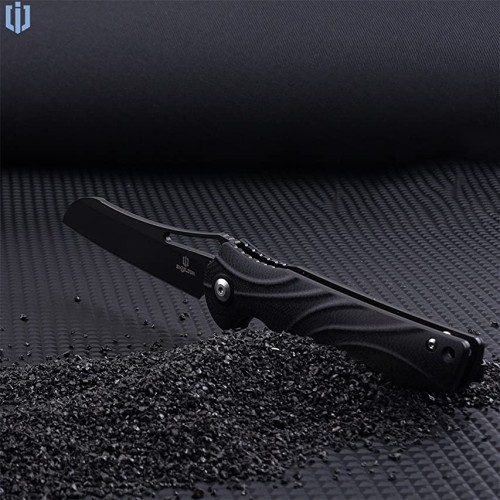 Shieldon Bazoucan EDC Pocket Knife, 3.43" Titanium Coating D2 Blade, Black Non-slip G10 Handle Liner Lock EDC Gear Knife Camping Knife Pocket Knife