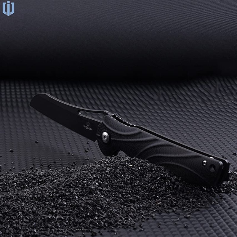 Shieldon Bazoucan EDC Pocket Knife, 3.43" Titanium Coating D2 Blade, Black Non-slip G10 Handle Liner Lock EDC Gear Knife Camping Knife Pocket Knife 