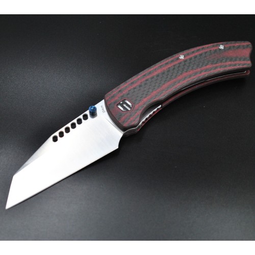 Shieldon Cyberdashi Outdoor Knife, 154CM Steel 3“  Satin Finish Blade G10 & Carbon Fiber Ergonomic Handle Folding Knife with Titanium Pocket Clip & Thumb Stud