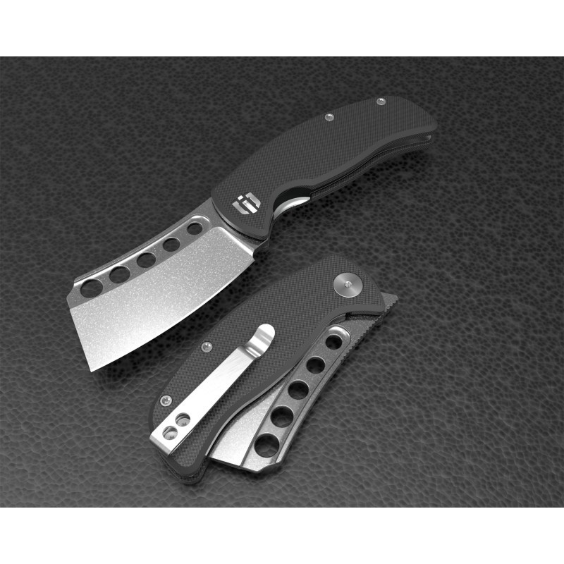 Shieldon Gambit Outdoor Knife EDC, 2.57” Stonewashed Finish Blade 154CM Steel Folding Cleaver Pocket Knife with G10 Handle & Pocket Clip for Camping 