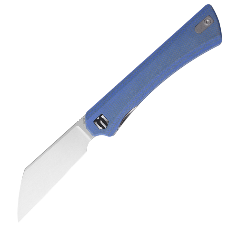 Shieldon Rain Front Flipper Folding Knife, 154CM Steel Stonewashed Finish 3“ Blade, Blue Micarta Handle Outdoor Folding Knife with Deep Carry Pocket Clip