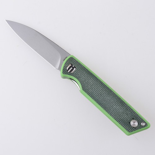 Shieldon Stinger 2.95'' Drop Point 14C28N Blade, G10 + Micarta Handle Folding Pocket Knife Reverse Grip