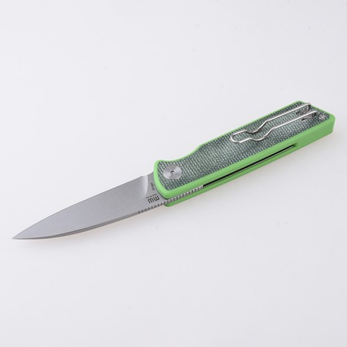 Shieldon Stinger 2.95'' Drop Point 14C28N Blade, G10 + Micarta Handle Folding Pocket Knife Reverse Grip