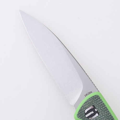 Shieldon Stinger 2.95'' Drop Point 14C28N Blade, G10 + Micarta Handle Folding Pocket Knife Reverse Grip