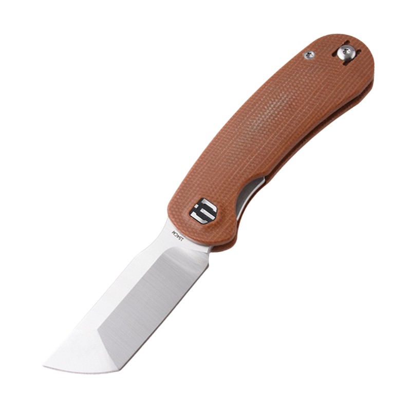 Shieldon Hoplon Pocket Knife, 154CM 2.59“ Satin Finish Japanese Tanto Point Blade, G10 & Micarta Handle Hollow Grind EDC Folding Knife